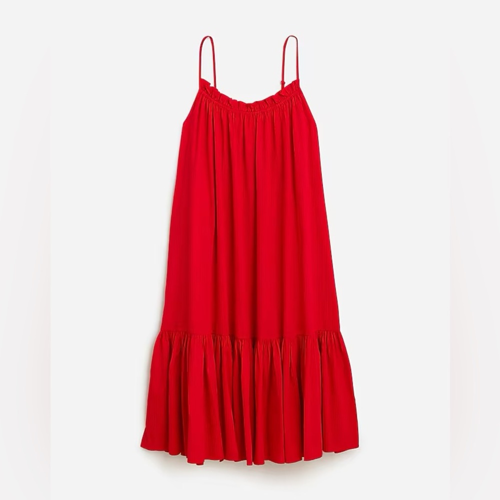 J Crew Ruffle Beach Dress in airy gauze, NWT, size medium-large, Venetian red